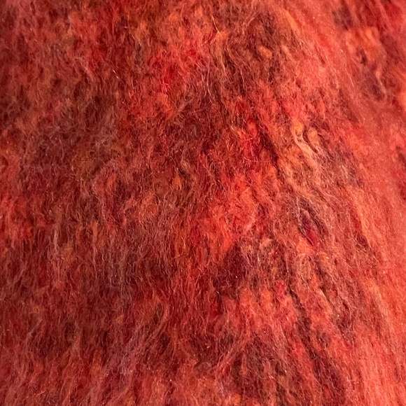 Free People Women's M Fuzzy Sweater Oversized Orange Pullover Wool Mohair Blend - Picture 7 of 11